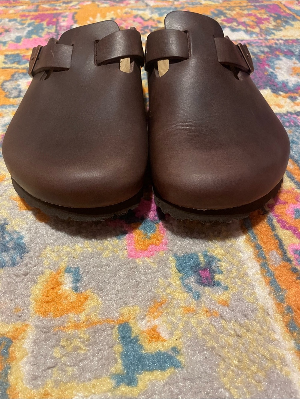 Birkenstock Boston Clogs Brown Leather Slip-On - Picture 3 of 9